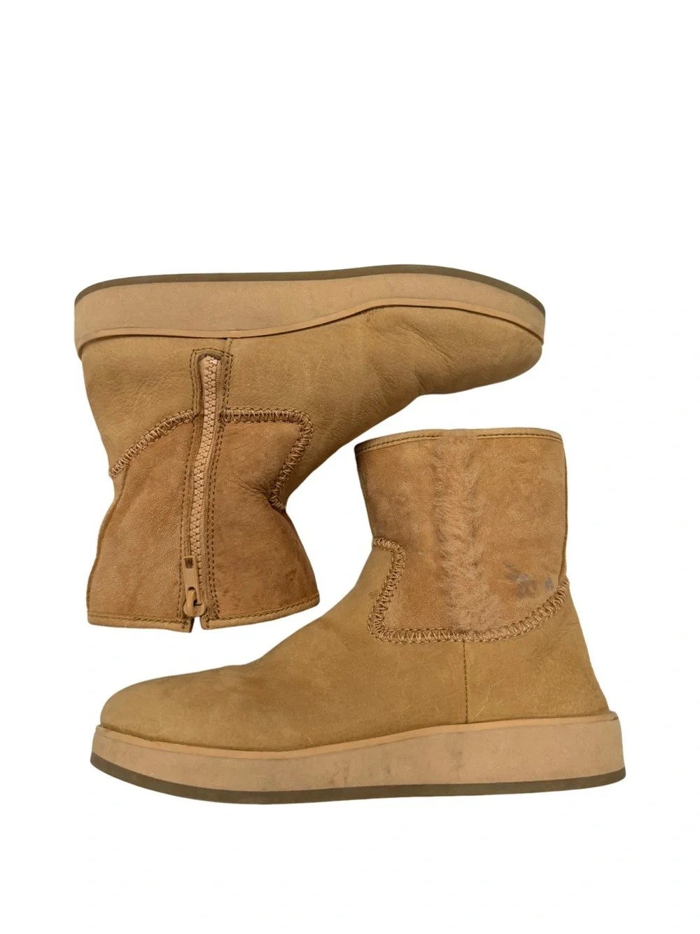 OLUKAI Pa'ina Hulu Waterproof Leather Shearling Winter Boots Tan Women's Size 6